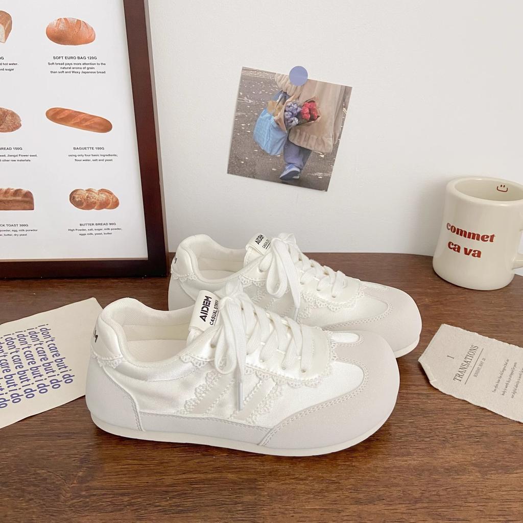 Летние тонкие дышащие туфли для моральной подготовки женские 2025 новые универсальные молочные фуфу маленькие белые туфли на плоской подошве повседневные туфли