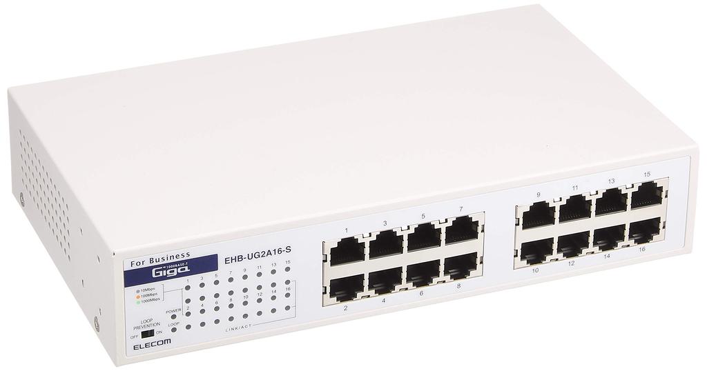 ELECOM Switching Hub Gigabit 16 Port Heat Resistant 50 Degrees Loop Prevention Function EHB-UG2A16-S