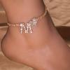Браслет на щиколотку со стразами, женское сердце, буква М, двойной браслет на щиколотку, орнамент, золотой и серебряный браслет на щиколотку