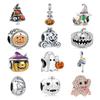 New 925 Silver Halloween Pumpkin Head Charm Pumpkin Car Bead Pendant Necklace Amulet Women Jewelry