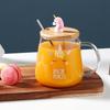 Стеклянная чашка с крышкой-ложкой с рисунком единорога, милый набор из боросиликатного стекла, устойчивый к высоким температурам