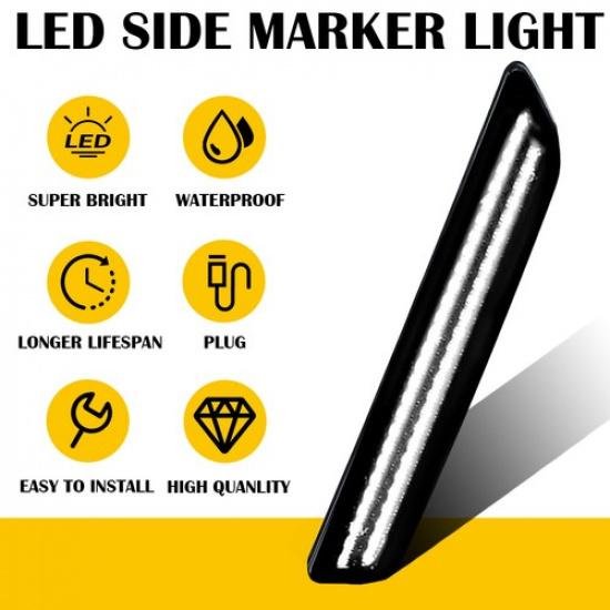 Белый светодиодный передний боковой габаритный фонарь-отражатель с дымчатым стеклом для Ford Mustang 10-14