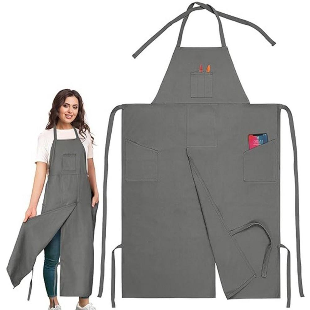 Washable Full Coverage Pottery Apron Adjustable Gardening Pinafore Split Leg Apron Washable