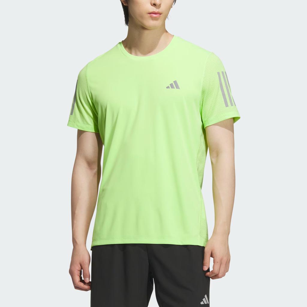 adidas Own The Run SS25 Dopamine Stripe удобная трикотажная эластичная быстросохнущая спортивная футболка с круглым вырезом и коротким рукавом мужские топы JY6983