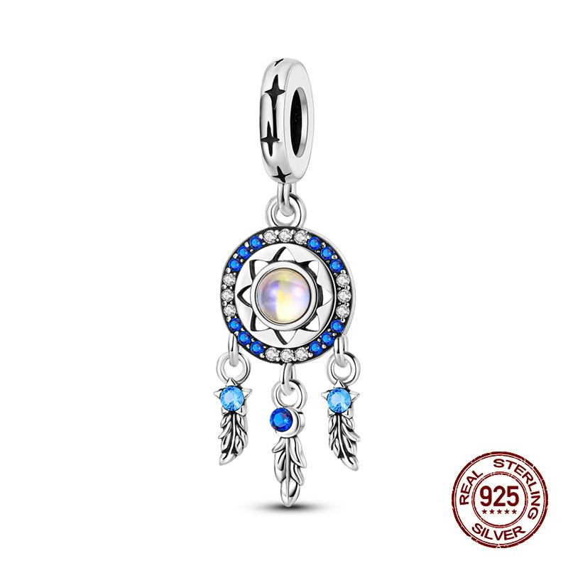 Fashion Copper Feather Colorful Luminous Dreamcatcher Charms Bead Fit Original Bracelets Exquisite Diy Jewelry Gift