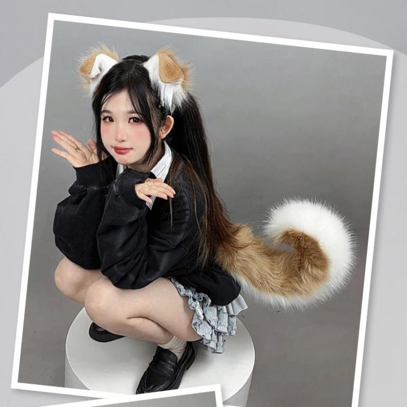 1Pcs Furry Anime Dog Ear Headband Tail Set Cute Cosplay Dress Up Accessories for Comic-Con Roleplay Events