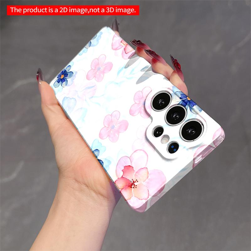 2DFlat Samsung phone case Watercolor Pink Blue Floral Phone Case Applicable to Galaxy S22 S23 S24 S25ULTRA S26 A12 A13 A14 A15 A16 A34 A35 A54 A55