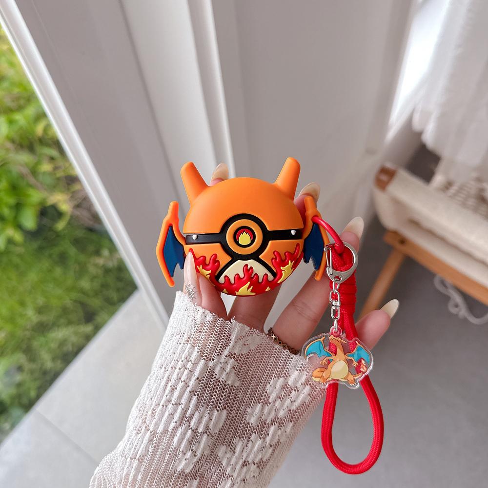 3D Pocket Monsters Charizard Poké Ball Earphone Case For Airpods 4 Pro 3 2 Wireless Bluetooth Headset Protective Cover
