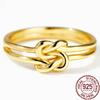 Authentic 925 Sterling Silver Rings for Women Geomentric Double Twisted Knot Minimalist Finger Ring Fine Jewelry Girls