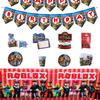 Roblox Robot Birthday Party Supplies Disposable Tableware Paper Plates Paper Cups Paper Towels Boy Birthday Party Outfit
