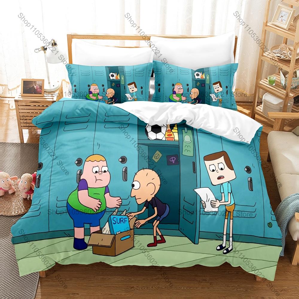 Sumo Clarence Jeff Retro Cartoon Typography Duvet Cover Set 3PCS Bedding With 2 Pillowcases Slice Of Life Text Art Home Decor