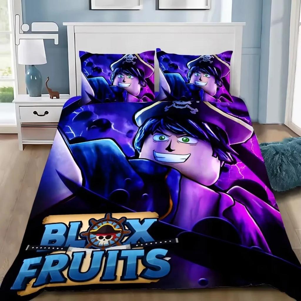 3D Game Bedding Set B-Blox F-Fruits Cartoon Duvet Cover Set Soft Skin-Friendly Single Double King Size For Kids Home Textiles