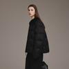 Womens Short Puffer Coat Solid Color Zip-Up Fleece Collar Warm Winter Jacket