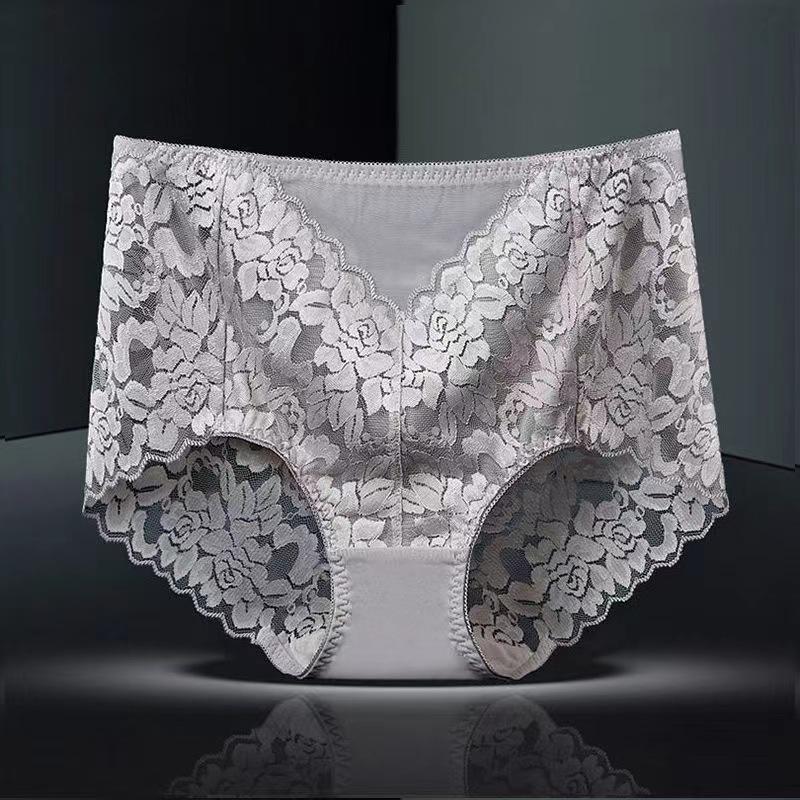 Ladies Sexy Mesh Panties High-waist Seamless Lace Underwear Briefs Transparent Silk Women Cotton Health Knickers Lingerie
