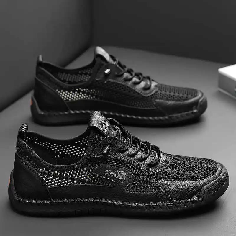 Fashion Lace Up Perforated Men's Boots Sneakers Flat Sole Shoes Men High Sneakers Sports Skor New Fast Pro Low Offer Famous Brand