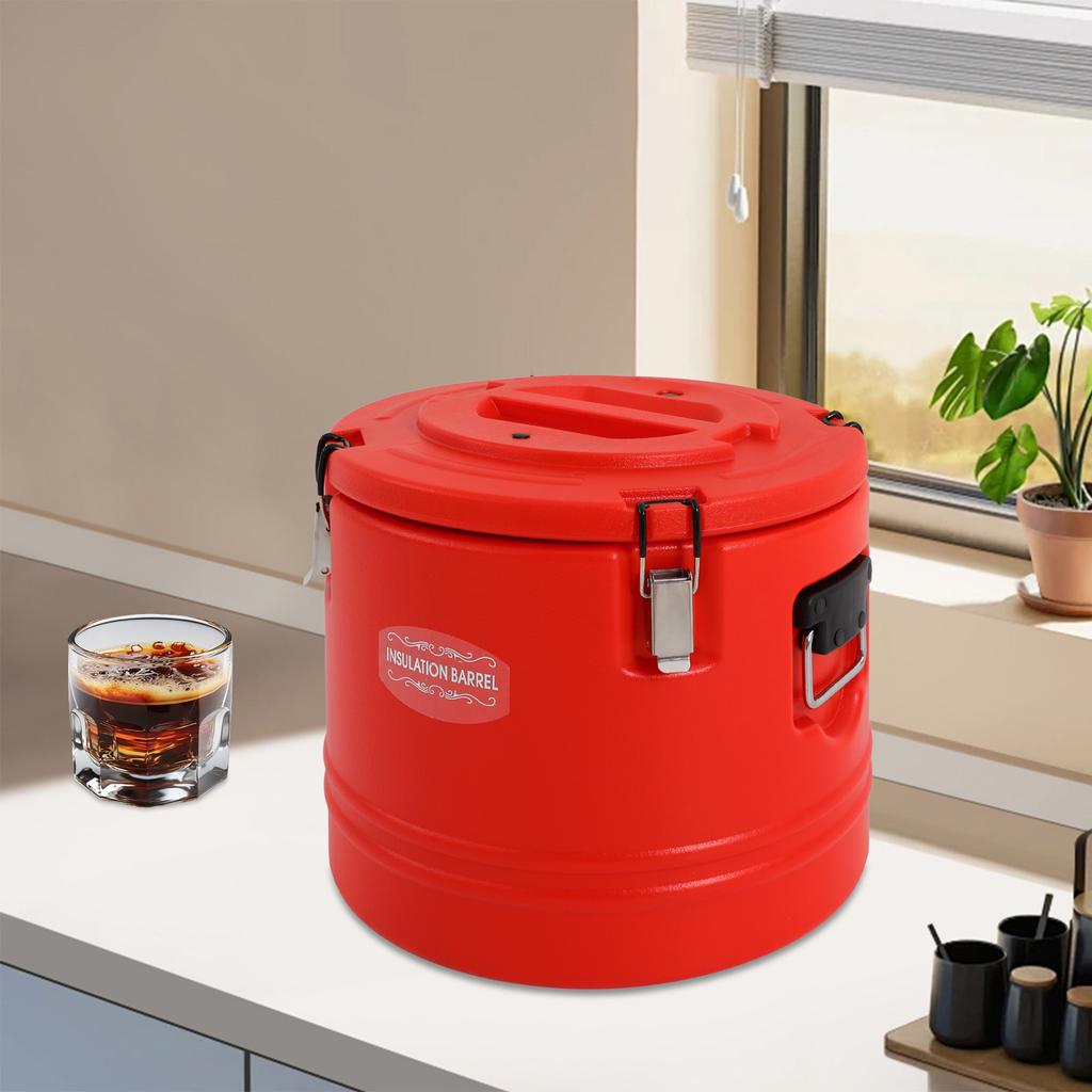 30L Capacity Commercial-Grade Insulated Soup & Food Storage Bucket, Red Hot Cold Temperature Retention Pail, 31.7 Qt Container