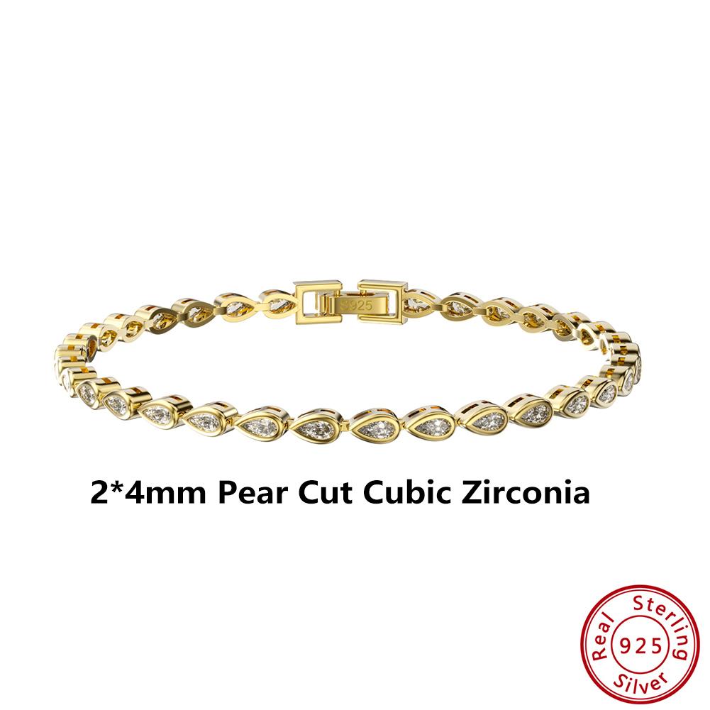 ORSA JEWELS Оригинальные браслеты-цепочки из стерлингового серебра 925 пробы, теннисные, с паве из прозрачных кубических циркониев, 14K, для девочек, на вечеринку, SB61