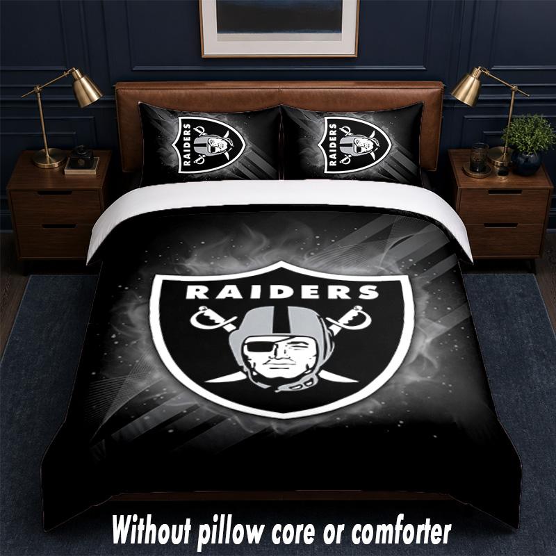 Las Vegas Raiders Design Bed Bedding Set 1 Duvet Cover + 2 Pillowcases Soft Breathable Household Bed Linens