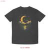 Faded Moon T Shirt Cosmic Relaxed Fit Top For Vintage Washed Homme Slightly Fashion Stretched Streetwear Comfortable Vintage