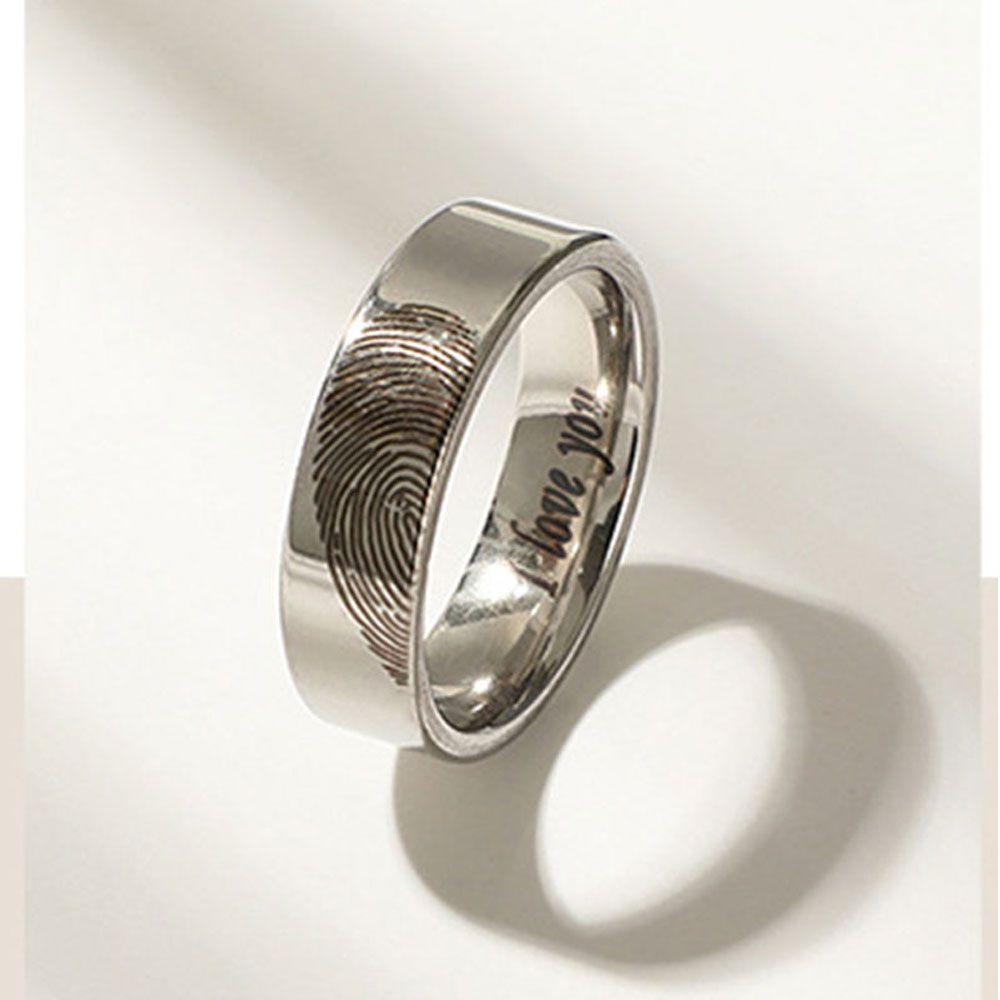 1 пара новых свадебных колец с отпечатками пальцев в виде сердца на День святого Валентина из нержавеющей стали