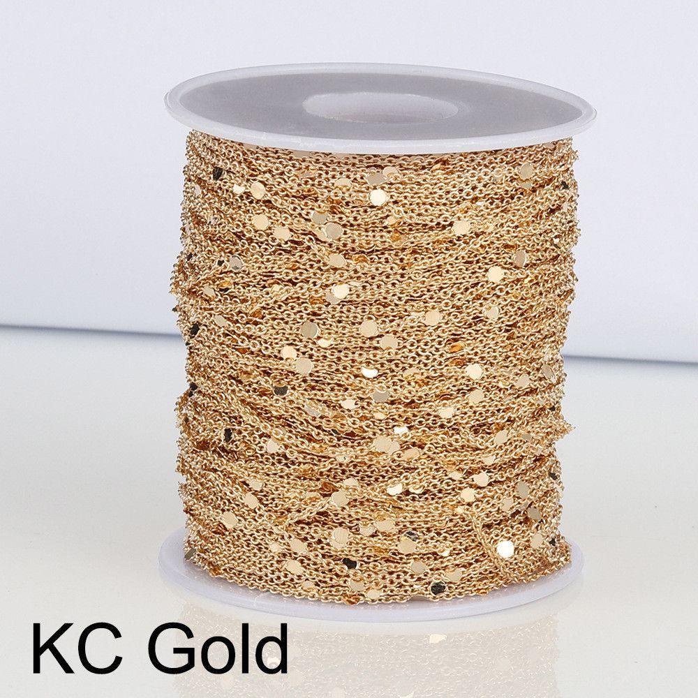 Gold Silver Copper Cable Necklace Components Craft DIY 2M Sequins Chain Findings Jewelry Making