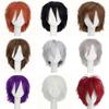 30cm Short Straight Cosplay Wig Anime Tilt Up Compatible Universal Omnipotent Heat Resistant Synthetic Hair Wigs + Wig Cap