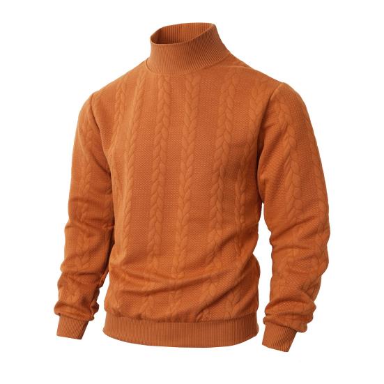 Men Turtleneck Sweater Twisted Knitted Pullover Sweater Casual Solid Color Base Layer Top for Street Work Dating Daily Wear