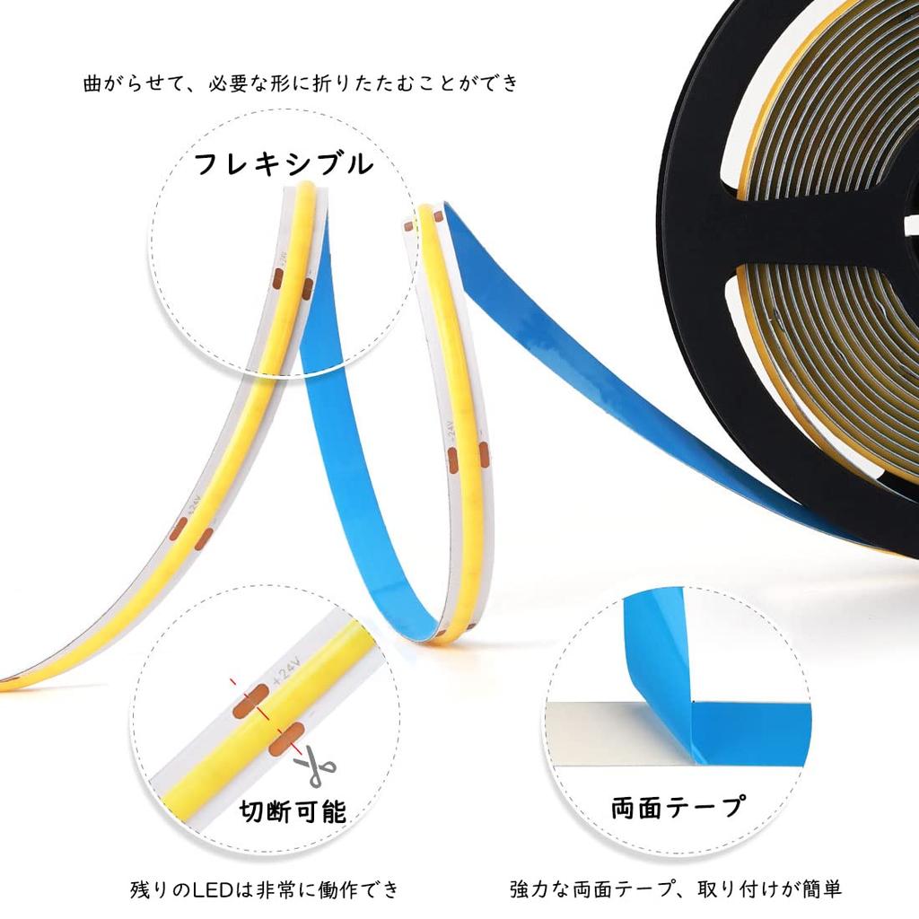 Светодиодная лента BTF-LIGHTING FCOB COB, гибкая светодиодная лента высокой плотности, 5 м, 528 светодиодов (2640 светодиодов5м), Теплый белый, 3000К, ширина 10мм, DC12V,
