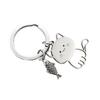 Funny Cartoon Cat Fish Keychain Couple Lovers Stainless Steel Keyring Lovely Pendant Key Chain Valentine'S Day Gift Jewelry