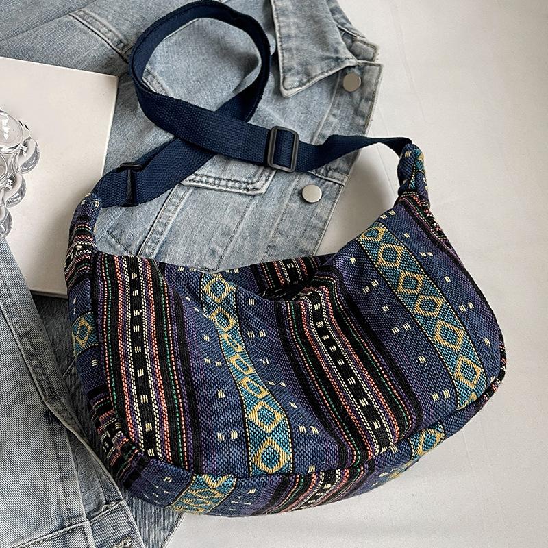Сумка через плечо в племенном стиле, складная, кроссбоди, на молнии, в полоску, сумка-хобо кроссбоди для женщин, повседневная сумочка CLE