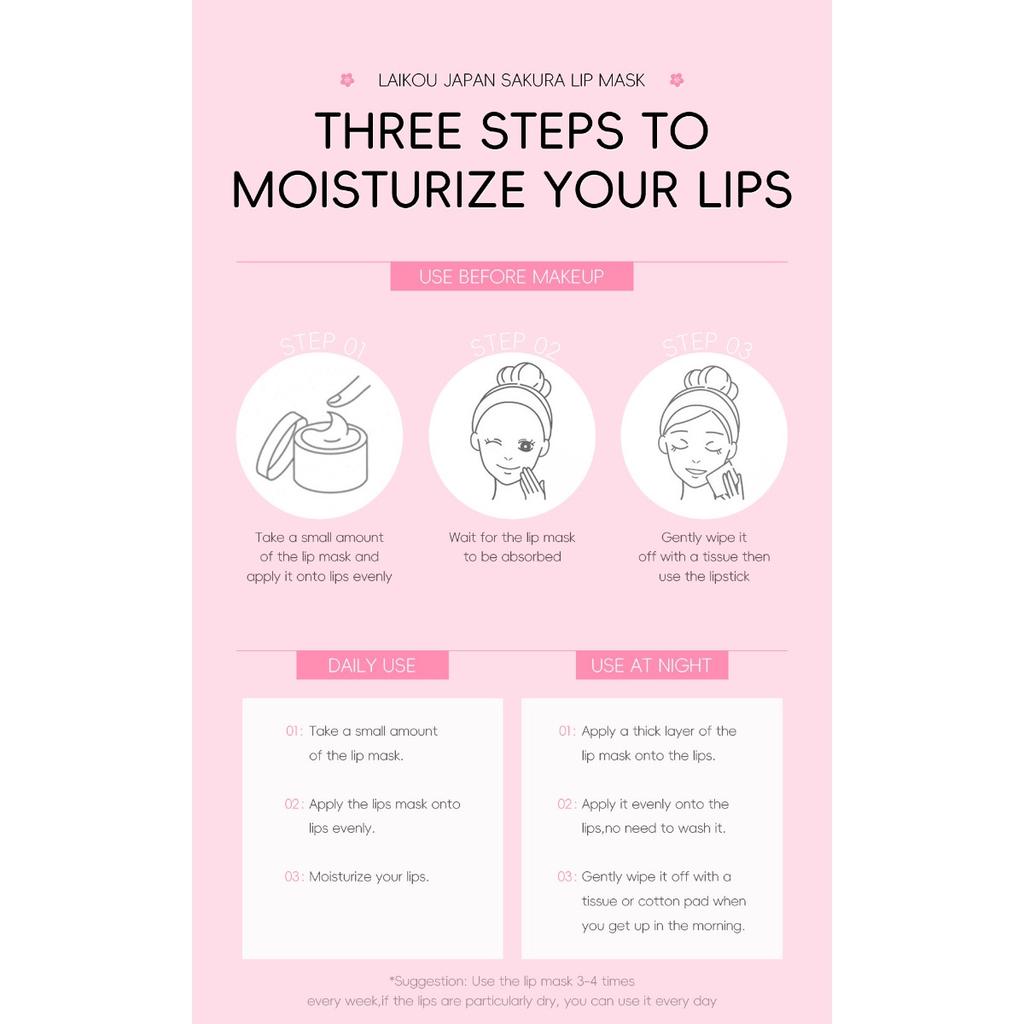 LAIKOU Cherry Blossom Lip Mask 8g Elastic Tender увлажняющая увлажняющая маска для губ
