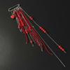 Red Love Heart Heart Beaded Tassel Brooch Light Luxury Style Tassel Ornaments  Cosplay