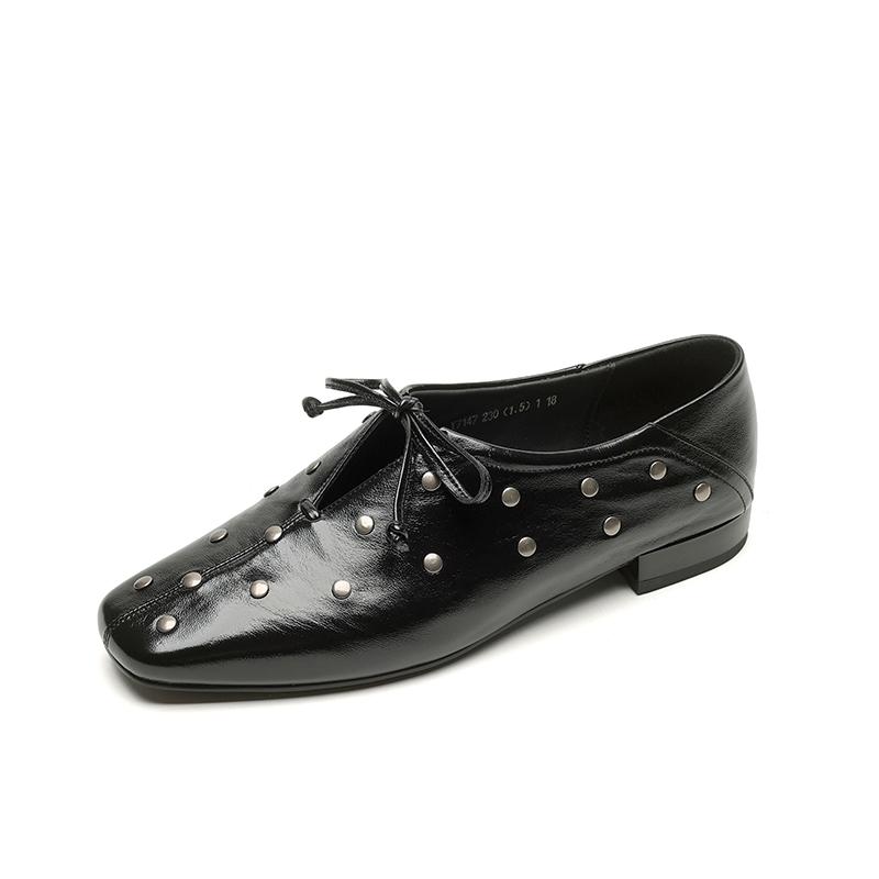 Мода 2025 Новые заклепки Натуральная кожа Ретро Женские туфли-лодочки Толстый высокий каблук Весна Лето Женские туфли для вечеринки Выпускного Вечера Женские туфли на каблуке Женские