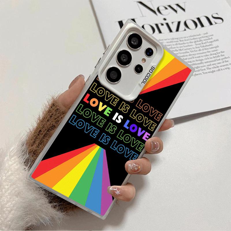 LGBT Rainbow Love Is Love Soft Phone Case for Samsung Galaxy S24 S25 FE S26 Edge S23 Ultra S22 Plus S21 + Shockproof Cover Back