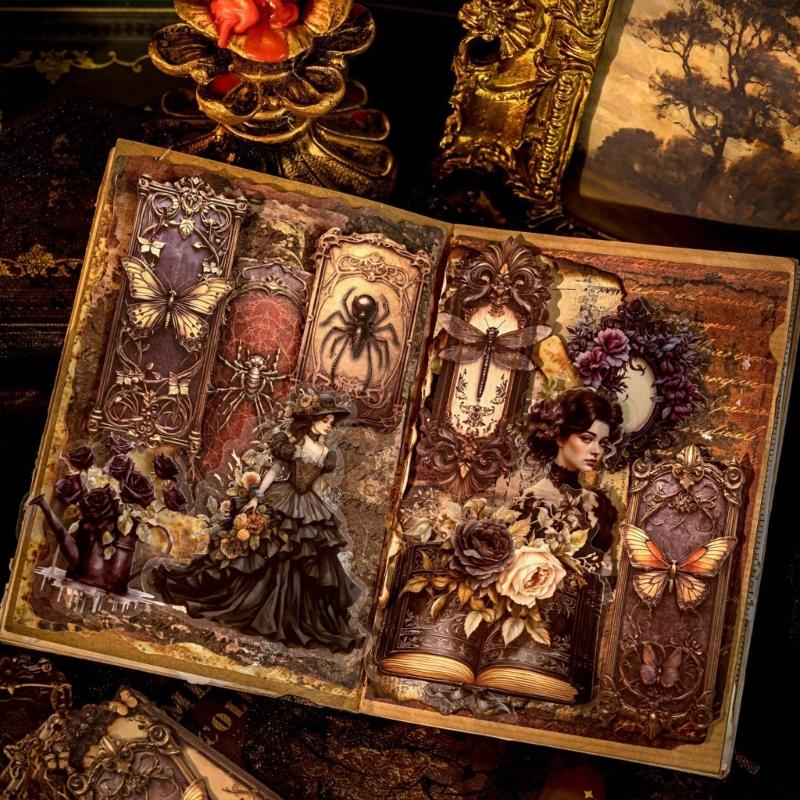 20 штук Эстетичные готические тисненые наклейки Наклейка для скрапбукинга для журнала, блокнота, бутылки для воды, фотоальбома, чехла для телефона