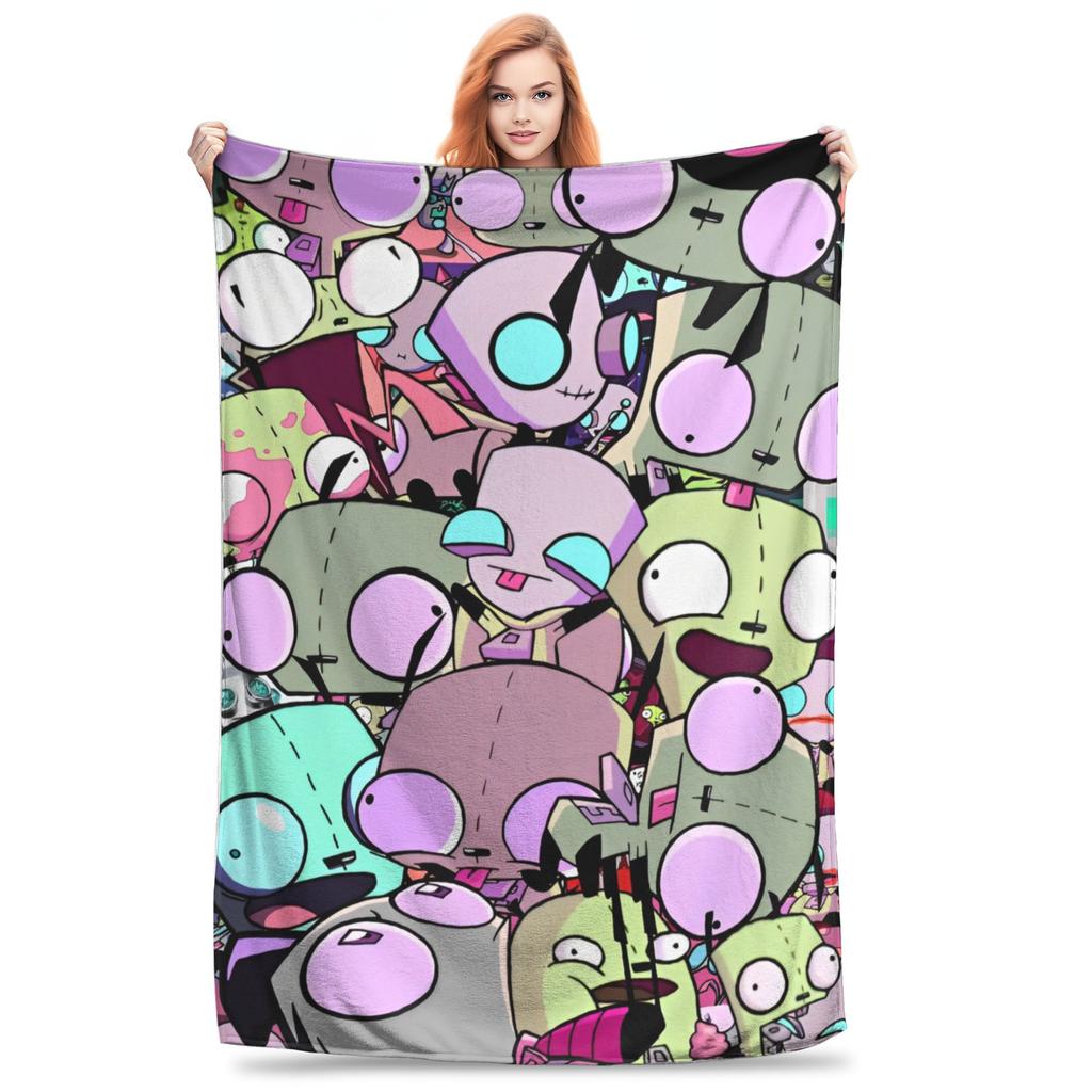 Invader Zim Gir Dib Robot Blankets Flannel Textile Decor Portable Super Soft Throw Blanket for Bed Car Bedspread