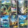 5D Алмазная мозаика Сделай сам Вышивка крестом Захватывающие виды Поле диких цветов Полная круглая выкладка Домашний декор Настенное искусство Подарок