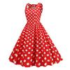 Женское платье трапециевидной формы в стиле ретро с большими качелями, облегающее, с высокой талией, без рукавов, с квадратным вырезом и точечным принтом