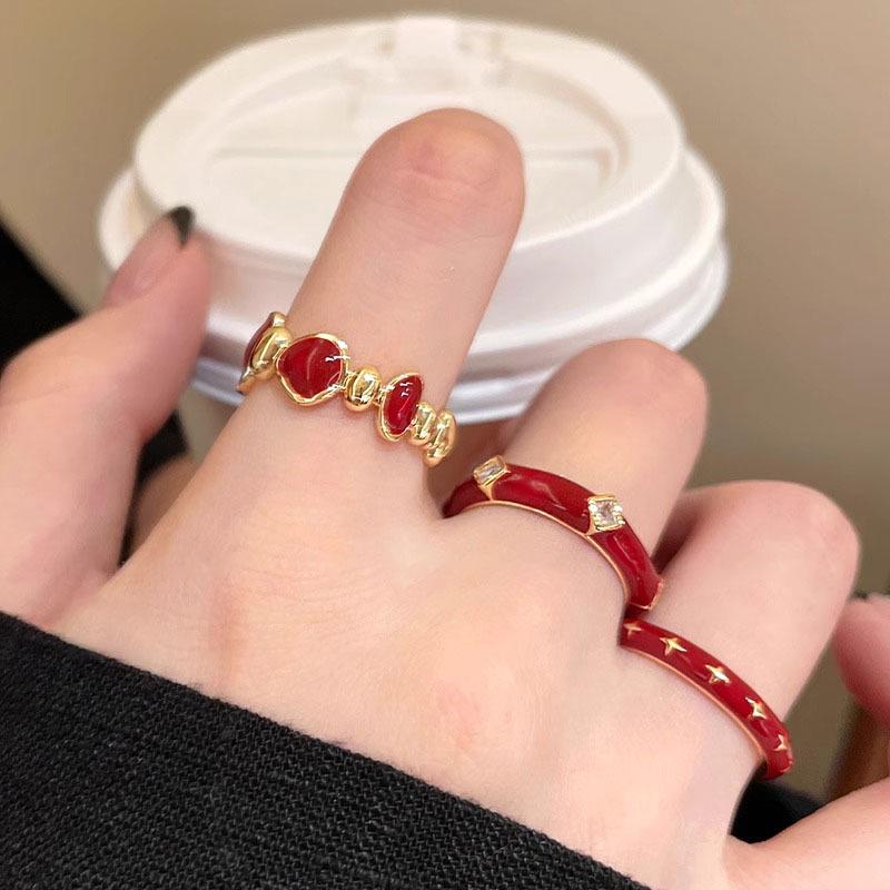 Кольцо Ankola Red Drop Oil Open Ring: Женская коллекция осень/зима: модная, универсальная и изысканная