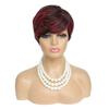 Парик с короткой стрижкой для чернокожих женщин, короткий парик, черный с красным, кудрявый парик, натуральный черный с красным, парик с короткой стрижкой, синтетический короткий