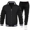 2023 Men's Casual Trend Jacket & Pants Set - Spring/Autumn Sportswear, Solid Color
