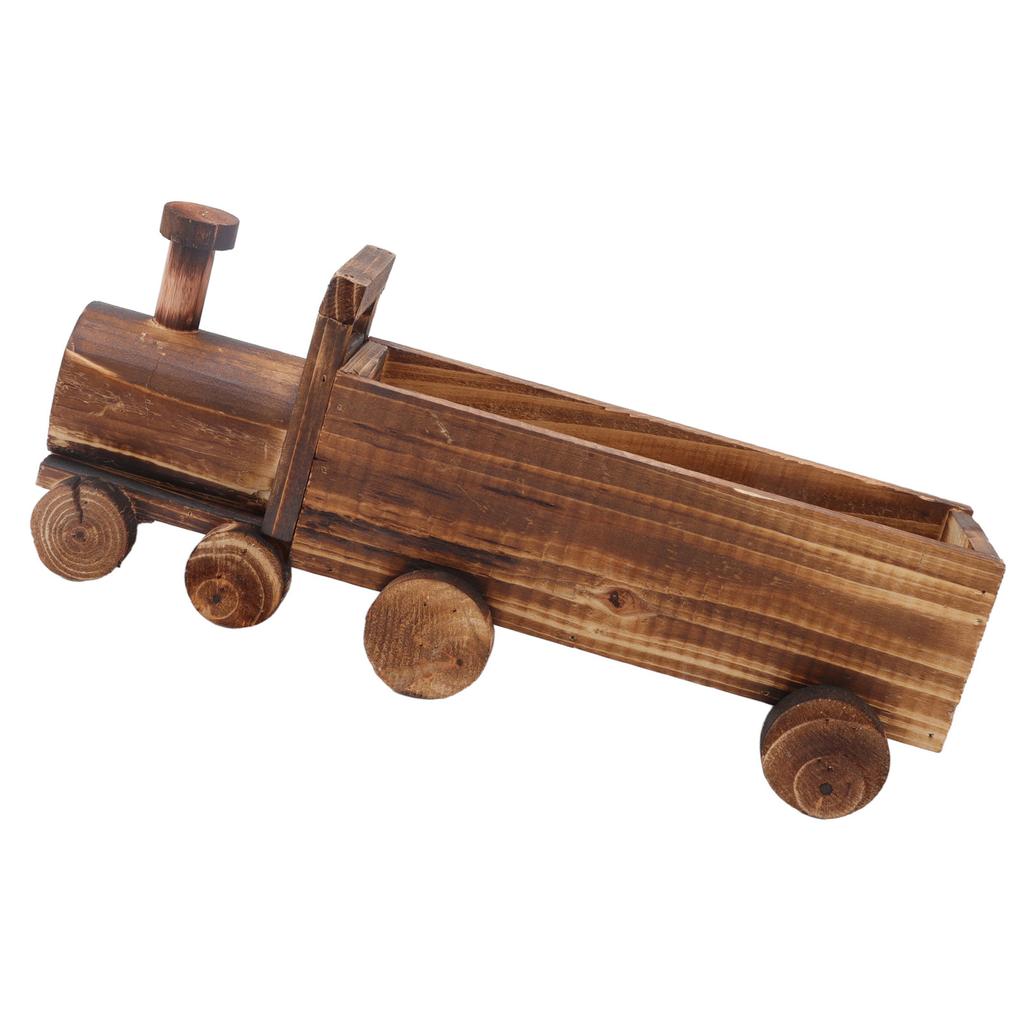 Wooden Flower Pot Cartoon Train Shape Good Ventilation Succulent Flower Pot Decoration for Garden Home Office