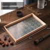 Vintage Wood Crabapple Glass Walnut Snack Storage Box Rectangular Tea Tray Dried Fruit Dim Sum Tray Household Tray