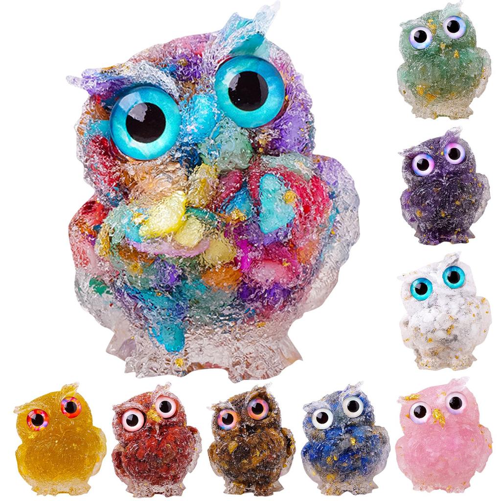 Natural Crystal Gravel Dripping Owl Ornaments Resin Crafts Home Decoration Gifts,owl Decoration