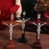 С подставкой Деревянный Распятие Католический Религиозный Амулет Католический Крест Иисуса Молитва Деревянный Винтажный Религиозный Декор Офис