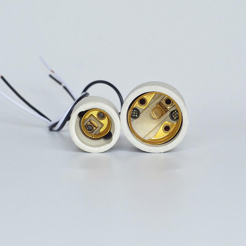 Led Light Ceramic Screw Heat Resistant Adapter Home Use Socket Round For E14 Bulb Base E27 Lamp Holder With Cable