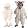 Jumpsuit Baby Coverall with Ears Bear Ears Hooded Padded Fleece Lining Outerwear Romper Baby Clothes Clothes Fluffy Kids Baby Long Sleeves Snow Play