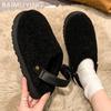 Fur Women Cotton Slippers Winter Fashion Flats Mules Shoes Casual Warm Slingback Shoes Woman 2025 Trend Brand Cozy Mujer Botas