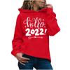 Women's Fashion Casual  New Year Print Hooded Sweatshirt Loose Sports Pullover
