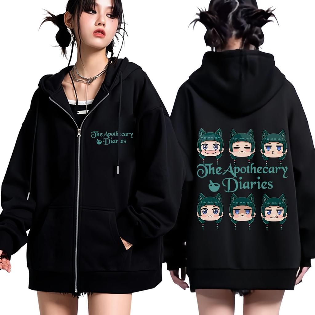 Anime The Apothecary Diaries Print Hoodie Men Women Hip-hop Sweatshirts Winter Fleece Loose Casual Harajuku zipper Jacket coats